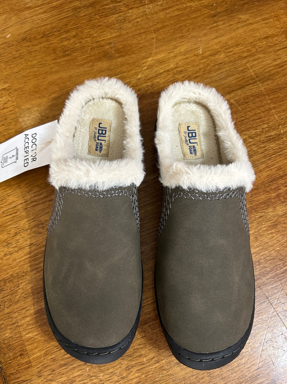 JBU Taupe Slip-On Faux-Fur Lined Women's Clogs